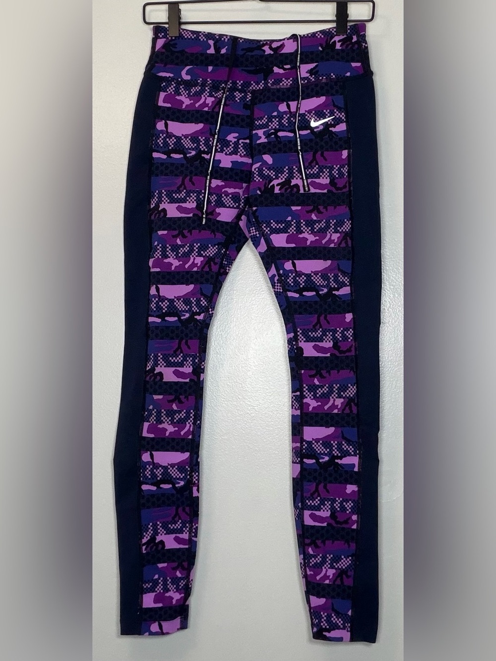 Nike Purple Camo Stripe Leggings with Navy Panels